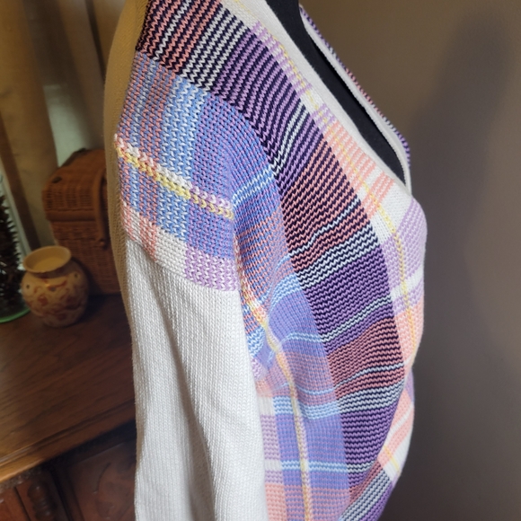 VINTAGE TOP SPOT 100% COTTON GRANDMA PASTEL OVERSIZED CARDIGAN - Picture 5 of 7